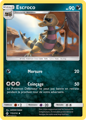Carte Pokémon Escroco 115/214 Peu commune Alliance Infaillible