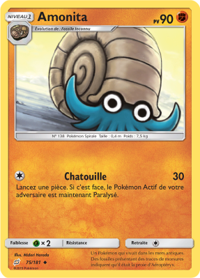Carte Pokémon Amonita 75/181 Peu commune Duo de Choc