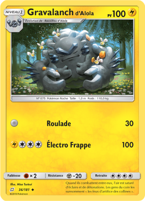 Carte Pokémon Gravalanch d'Alola 36/181 Peu commune Duo de Choc