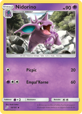 Carte Pokémon Nidorino 58/181 Peu commune Duo de Choc