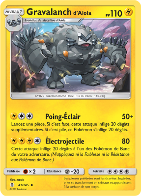 Carte Pokémon Gravalanch d'Alola 41/145 Peu Commune Gardiens Ascendants