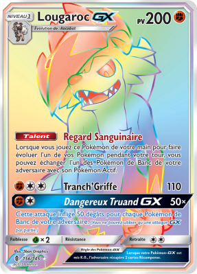 Carte Pokémon Lougaroc-GX 156/145 Rainbow Gardiens Ascendants