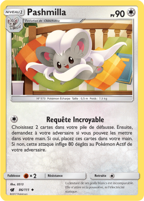 Carte Pokémon Pashmilla 86/111 Peu commune Invasion Carmin