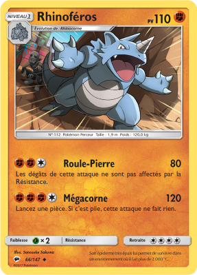 Carte Pokémon Rhinoféros 66/147 Peu commune Ombres Ardentes