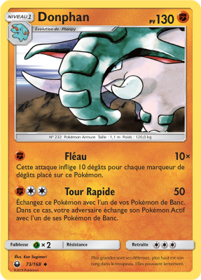 Carte Pokémon Donphan 73/168 Peu commune Tempête Céleste