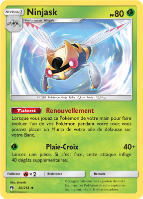 Carte Pokémon Ninjask 30/214 Peu commune Tonnerre Perdu