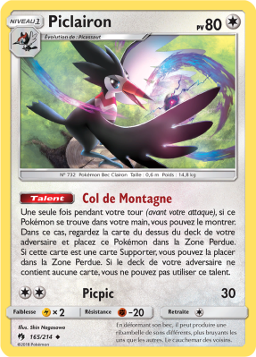Carte Pokémon Piclairon 165/214 Peu commune Tonnerre Perdu