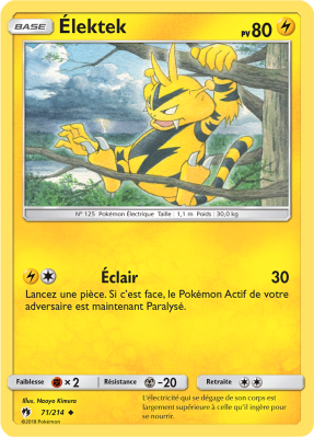 Carte Pokémon Élektek 71/214 Peu commune Tonnerre Perdu