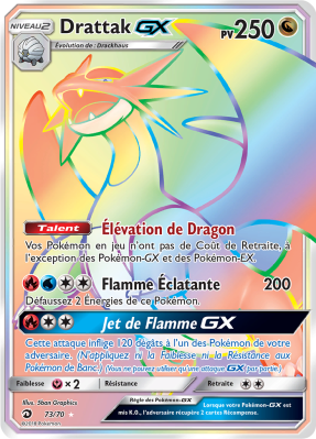 Carte Pokémon Drattak-GX 73/70 Rainbow Majesté des Dragons