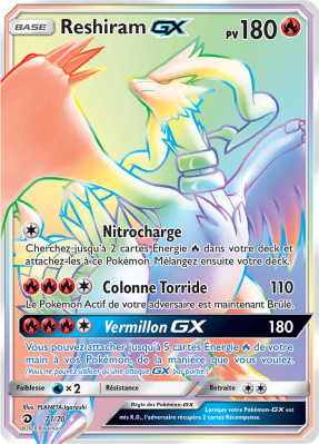 Carte Pokémon Reshiram-GX 71/70 Rainbow Majesté des Dragons