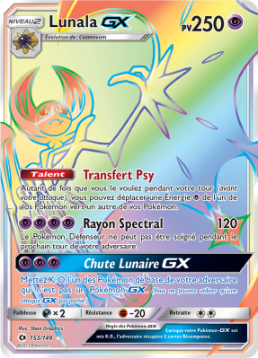 Carte Pokémon Lunala-GX 153/149 Rainbow Soleil et Lune (JCC)