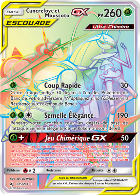 Carte Pokémon Cancrelove et Mouscoto-GX 215/214 Rainbow Alliance Infaillible