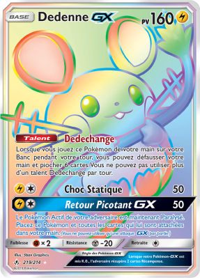 Carte Pokémon Dedenne-GX 219/214 Rainbow Alliance Infaillible