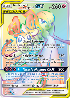 Carte Pokémon Gardevoir et Nymphali-GX 225/214 Rainbow Alliance Infaillible