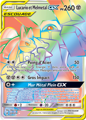 Carte Pokémon Lucario et Melmetal-GX 224/214 Rainbow Alliance Infaillible