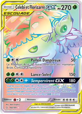 Carte Pokémon Celebi et Florizarre-GX 182/181 Rainbow Duo de Choc