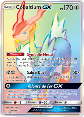 Carte Pokémon Cobaltium-GX 189/181 Rainbow Duo de Choc