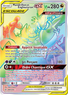 Carte Pokémon Mandrillon et Engloutyran-GX 260/236 Rainbow Éclipse Cosmique