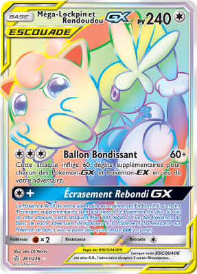 Carte Pokémon Méga-Lockpin et Rondoudou-GX 261/236 Rainbow Éclipse Cosmique