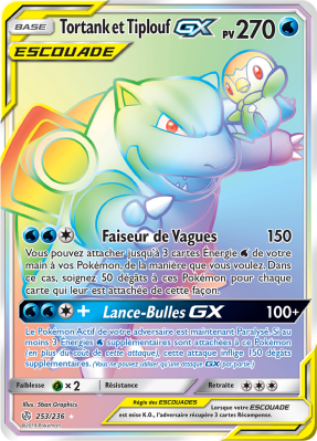 Carte Pokémon Tortank et Tiplouf-GX 253/236 Rainbow Éclipse Cosmique