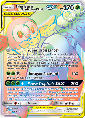 Carte Pokémon Brindibou et Noadkoko d'Alola-GX 237/236 Rainbow Harmonie des Esprits