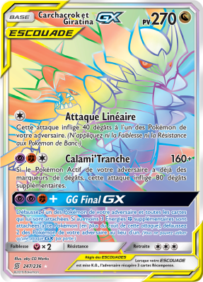 Carte Pokémon Carchacrok et Giratina-GX 247/236 Rainbow Harmonie des Esprits