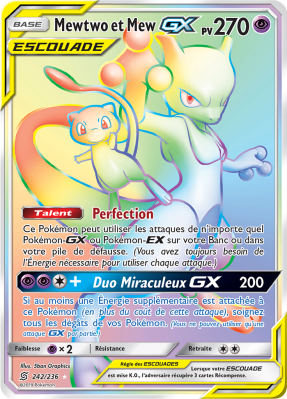 Carte Pokémon Mewtwo et Mew-GX 242/236 Rainbow Harmonie des Esprits
