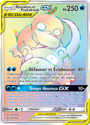 Carte Pokémon Ramoloss et Psykokwak-GX 239/236 Rainbow Harmonie des Esprits