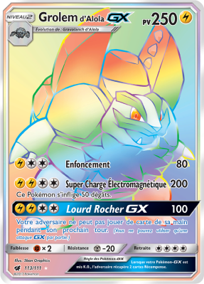 Carte Pokémon Grolem d'Alola-GX 113/111 Rainbow Invasion Carmin