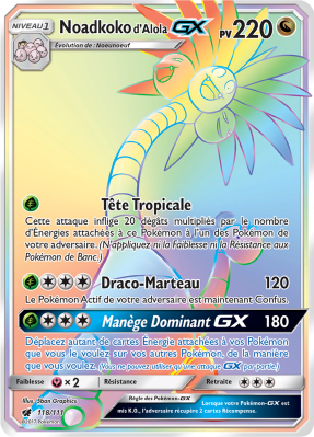 Carte Pokémon Noadkoko d'Alola-GX 118/111 Rainbow Invasion Carmin
