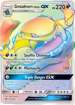 Carte Pokémon Grotadmorv d'Alola-GX 157/147 Rainbow Ombres Ardentes