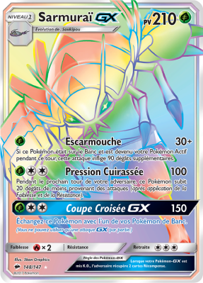 Carte Pokémon Sarmuraï-GX 148/147 Rainbow Ombres Ardentes
