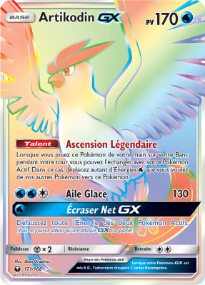 Carte Pokémon Artikodin-GX 171/168 Rainbow Tempête Céleste
