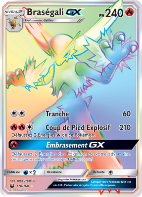 Carte Pokémon Braségali-GX 170/168 Rainbow Tempête Céleste