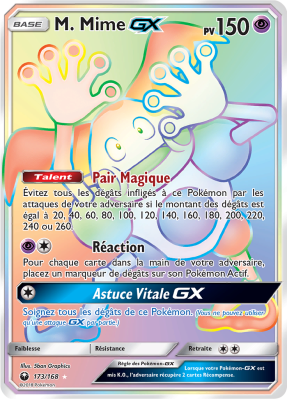 Carte Pokémon M. Mime-GX 173/168 Rainbow Tempête Céleste