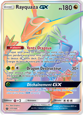 Carte Pokémon Rayquaza-GX 177/168 Rainbow Tempête Céleste