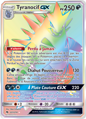 Carte Pokémon Tyranocif-GX 223/214 Rainbow Tonnerre Perdu