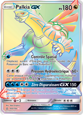 Carte Pokémon Palkia-GX 165/156 Rainbow Ultra-Prisme