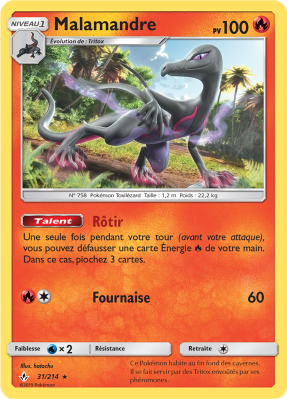 Carte Pokémon Malamandre 31/214 Rare Alliance Infaillible
