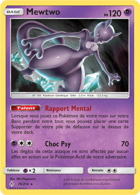Carte Pokémon Mewtwo 75/214 Rare Alliance Infaillible