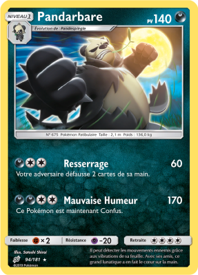 Carte Pokémon Pandarbare 94/181 Rare Duo de Choc