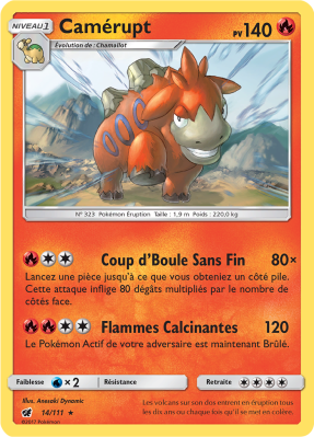 Carte Pokémon Camérupt 14/111 Rare Invasion Carmin