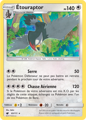 Carte Pokémon Étouraptor 83/111 Rare Invasion Carmin