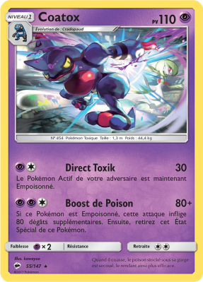 Carte Pokémon Coatox 55/147 Rare Ombres Ardentes