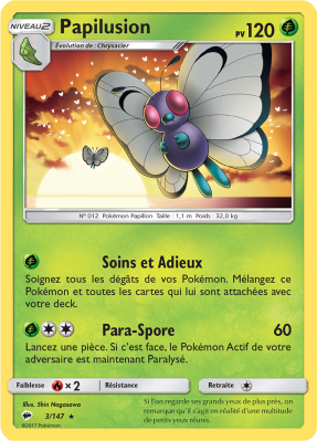 Carte Pokémon Papilusion 3/147 Rare Ombres Ardentes