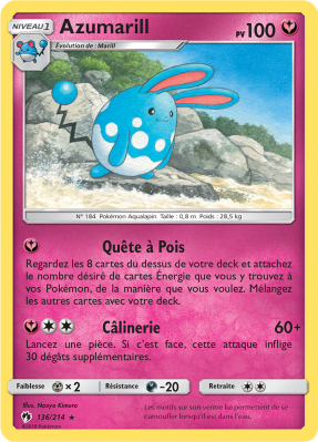 Carte Pokémon Azumarill 136/214 Rare Tonnerre Perdu