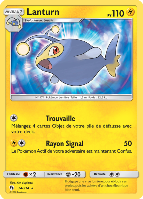 Carte Pokémon Lanturn 74/214 Rare Tonnerre Perdu