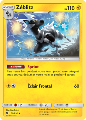 Carte Pokémon Zéblitz 82/214 Rare Tonnerre Perdu