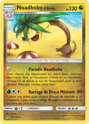 Carte Pokémon Noadkoko d'Alola 95/156 Rare Ultra-Prisme