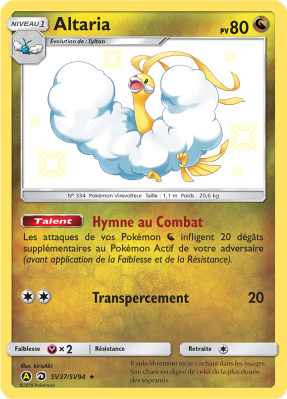 Carte Pokémon Altaria SV37/SV94 Ultra Rare Destinées Occultes